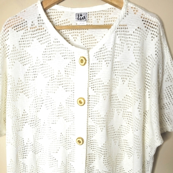 Vintage 90s In Gear Mesh Star Crochet Cover Up Tunic Top OS Coastal Boho Beach - Picture 3 of 8